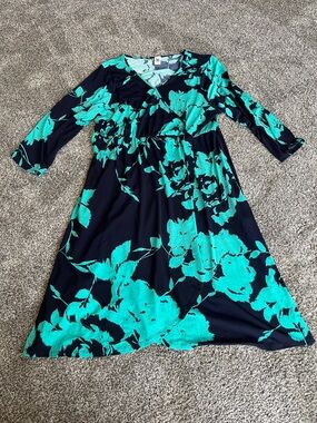 Sew In Love Navy Dress with Teal Floral Print